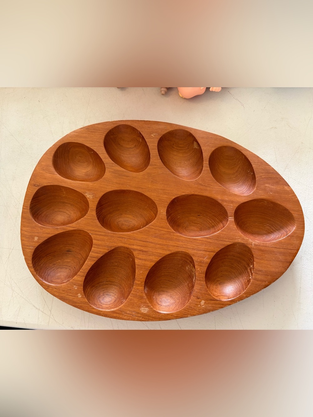 1960’s Knobler genuine Teak wood, Thailand, egg caddy